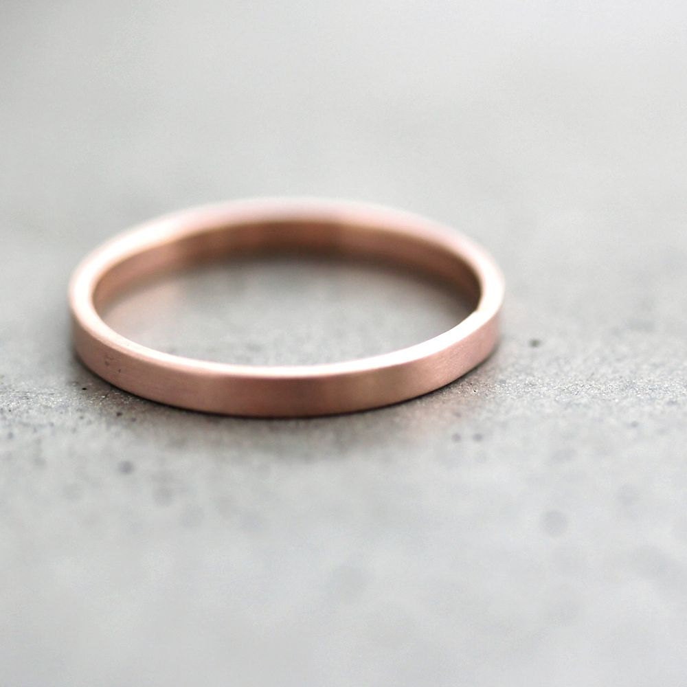 Rose Gold Wedding Band Stackable Ring 2mm Slim by TheSlyFox