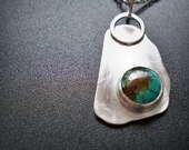 Sterling silver turquoise free-form pendant - necklace - natural gemstone cabochon - asymmetrical - OOAK - Gemstone jewelery by Lamazonian