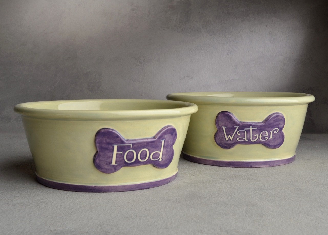 Small Dog Bowl Set 7" Food & Water Made To Order by Symmetrical Pottery