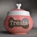 Dog Treat Jar Made To Order "Treats" Pink Squares Treat Jar by Symmetrical Pottery