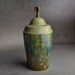 Green Tea Crackle Wheel Thrown Lidded Jar w/Curly Knob by Symmetrical Pottery