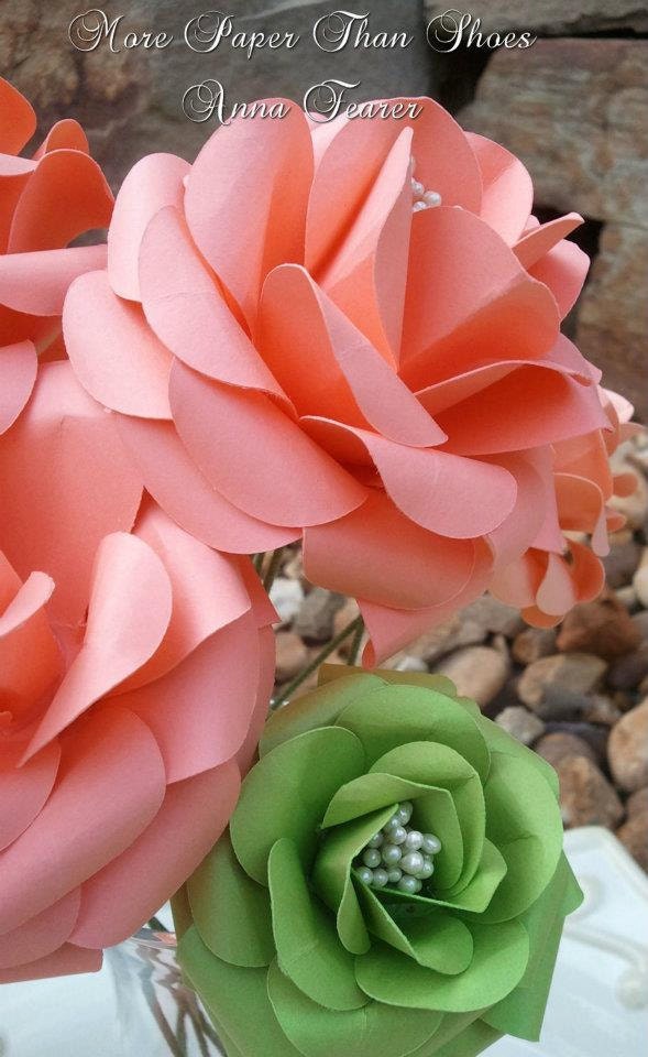 Paper Flowers - Handmade - Stemmed Roses - Set of 12 - Customized