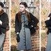 60s A Touch of Mink - black ribbed wool double breasted blazer with brown fur mink collar - size m l