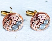 OMEGA Steampunk Cufflinks - Rare Rose Gold GENUINE OMEGA Luxury Swiss Watch Movement Men Steampunk Cufflinks Cuff Links Fathers Day Gift