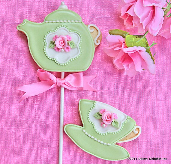 Green Teapot and Teacup Cookies Il_570xn
