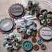 Turquoise and Brown Scrapbook Paper Embellishments