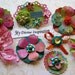 Green Orange Pink and Gold Scrapbook Paper Embellishments Butterfly and Paper Flowers