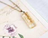 Pressed flower botanical necklace -Silver Lace-handmade resin jewelry Nature lover gardener gift