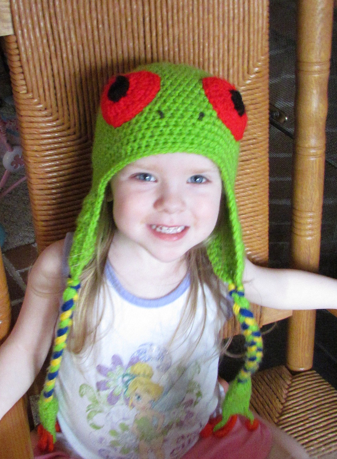 Red Eyed Tree Frog Earflap Hat Crochet Pattern 6 sizes included PDF 122