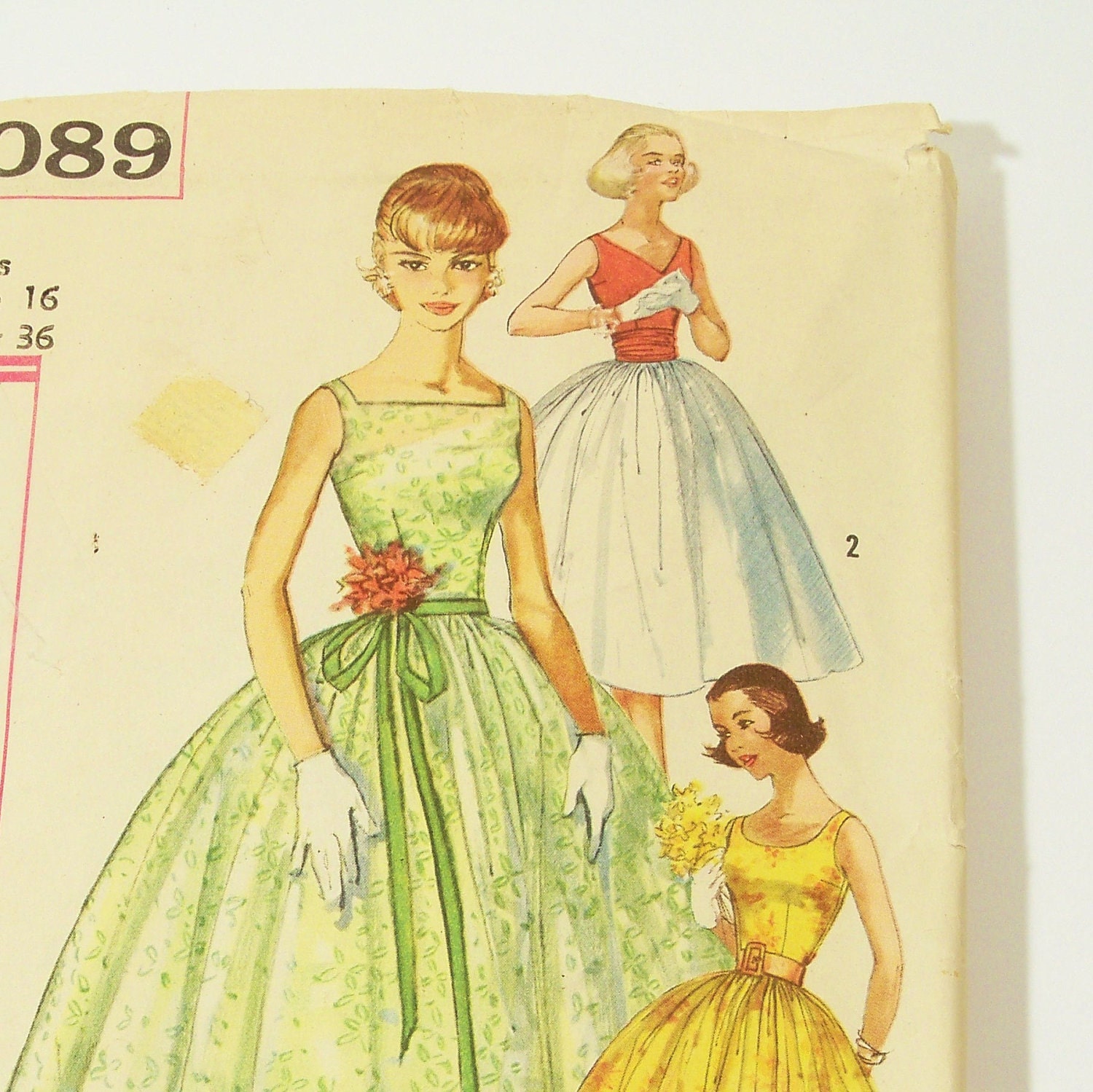 Vintage 1950s Party Dress Pattern Uncut Size 12 Bust 32 Simplicity 2089