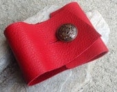 Simple Red Cuff- with brass heraldic button