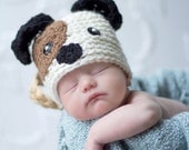 043a Puppy Dog Newborn Baby Crochet Hat. Great for Photo Prop