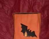 Ceramic Luminary Bag. Orange and Black. Bat Design. Holiday luminary fun themed