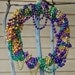 Mardi Gras Wreath Made From Authentic Purple, Gold, And Green Beads.