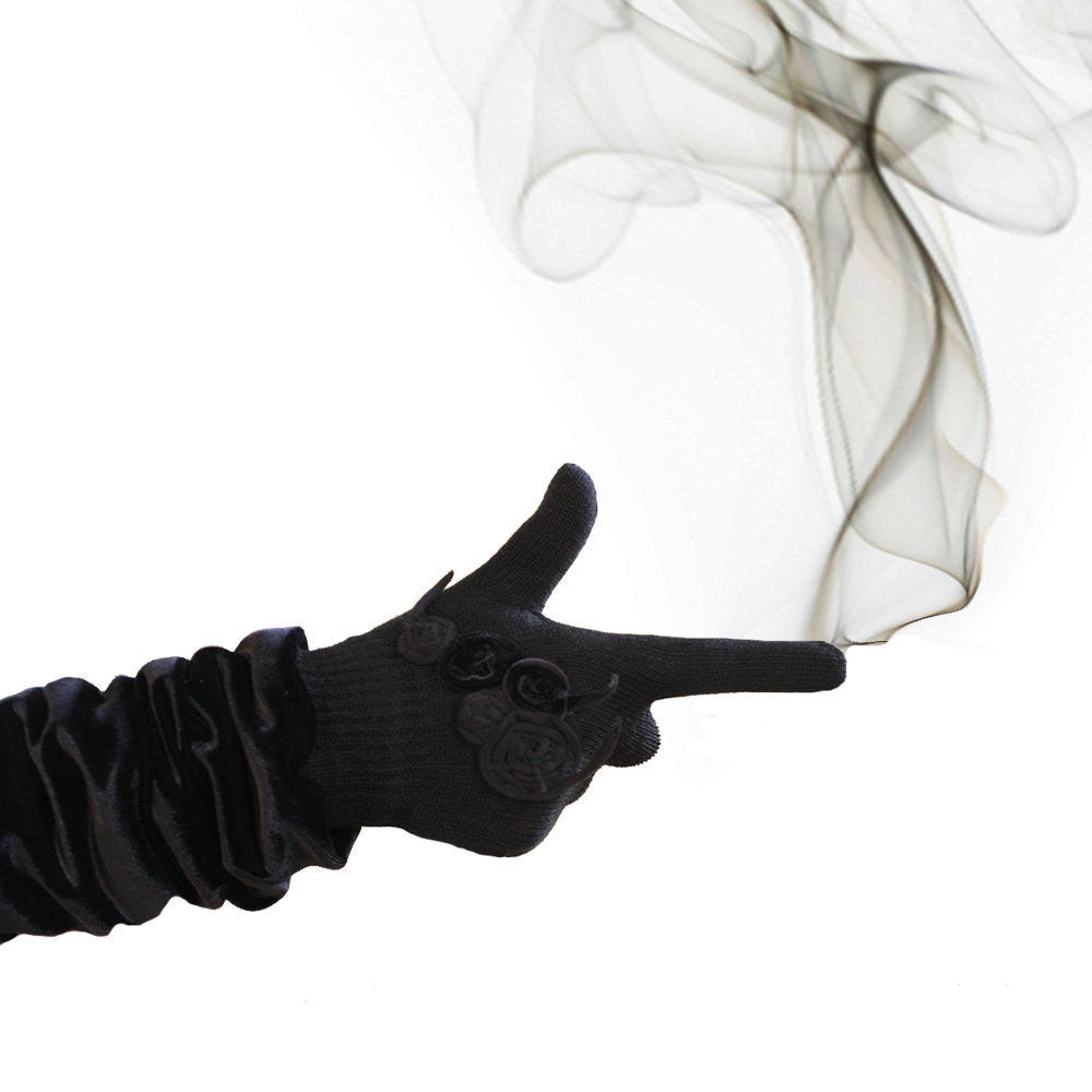 Gloves womens black boudoir by tratgirl james bond inspiration - tratgirl55