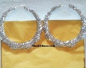 Custom Order Swarovski Crystal Bamboo Hoop Earrings -2 1/2 inch Crystal -  Half Off Edition