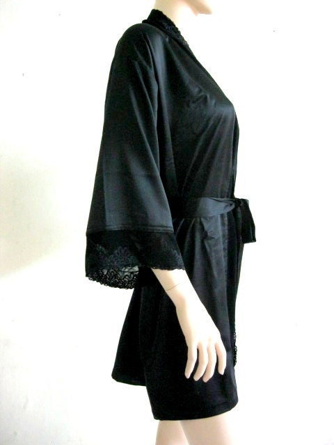 Silk Satin Kimono Robe and matching Lace - HANDMADE TO ORDER Short Kimono Gift for Her Bridesmaid Robes Wedding Robes