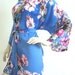 Silk Satin Kimono Robe - HANDMADE to ORDER - Floral Blue robe