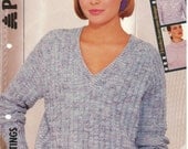 Knitting Pattern Patons 8702 ladies sweaters 32 to 44 inch.