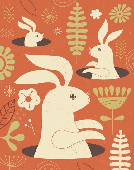 Pop-Up Bunny, limited edition giclee print, cute bunny, childrens decor