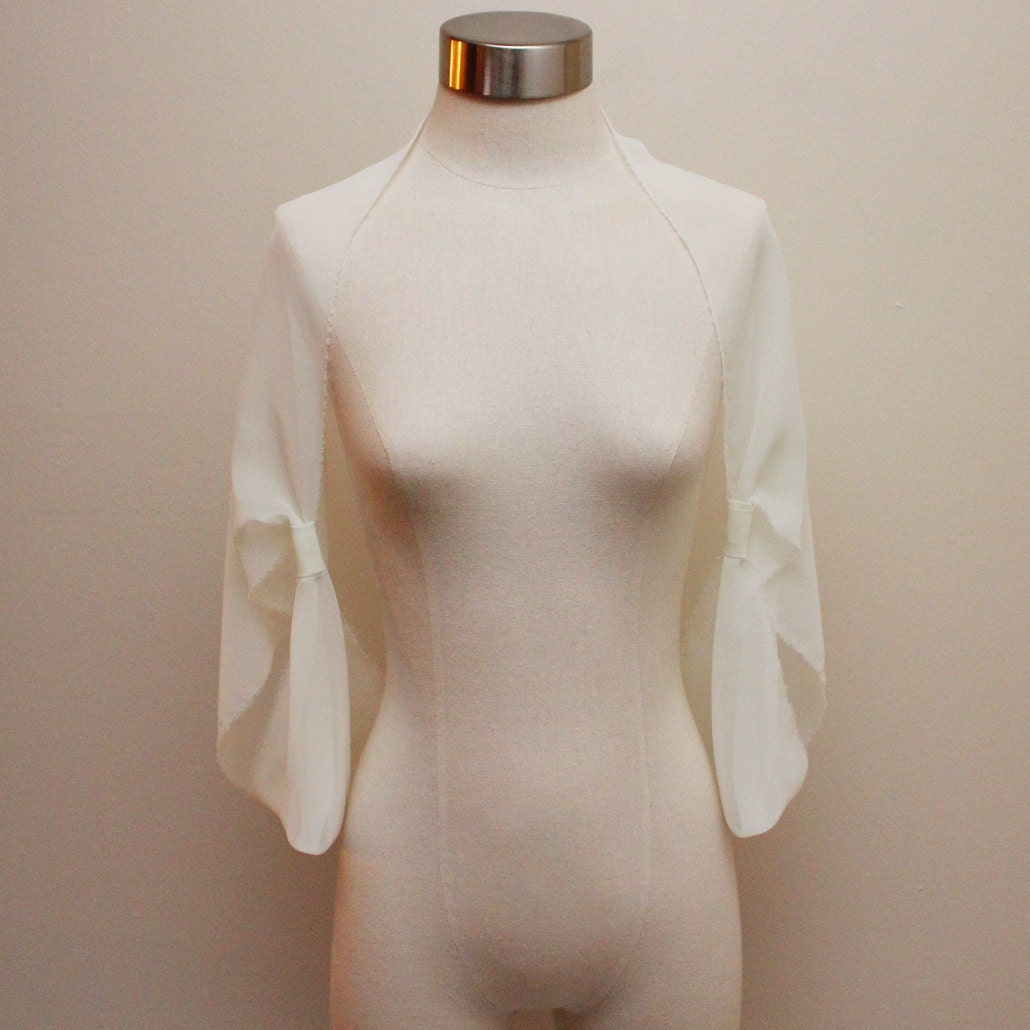 Ivory Chiffon Ivory Bolero Shrug Bridal Shrug Cocoon Shrug Cardigan Wedding Bridal Shrug Bridal Cardigan Wrap