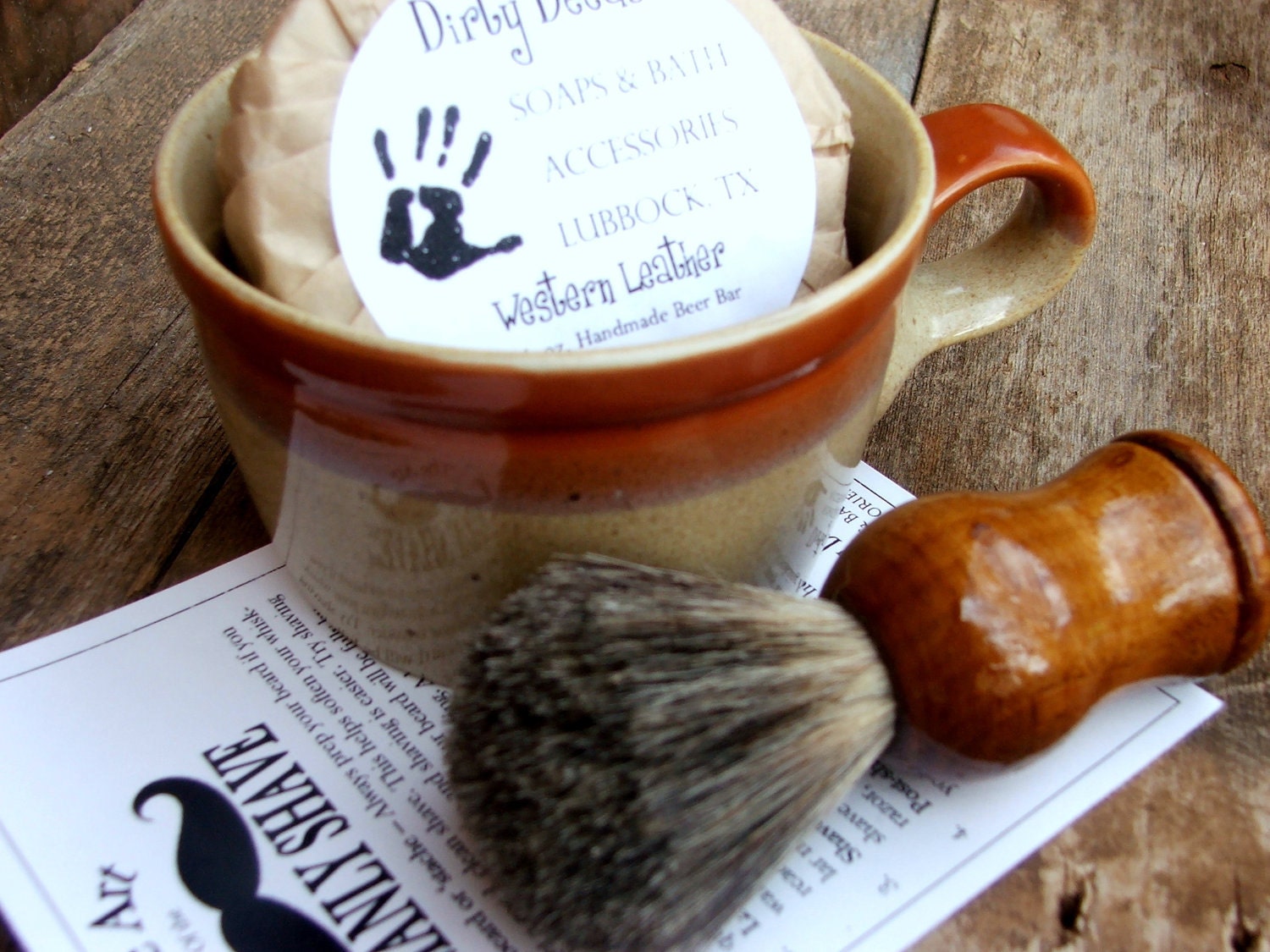 Men's Shaving Gift Set, Shaving Mug Set, Vintage Shaving Mug, Etsy Grooming Kit, badger Brush, Handmade Soap