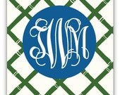 drink koozie - reverse bamboo pattern with monogram