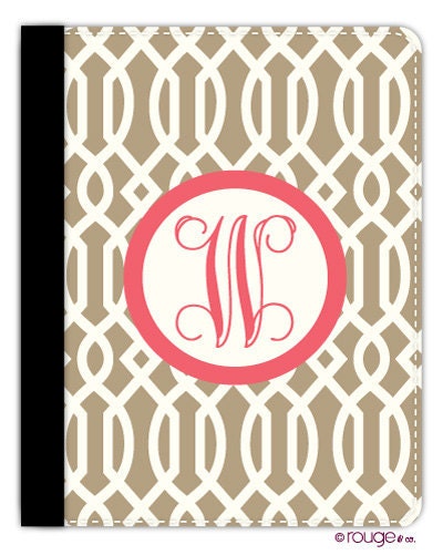 new iPad/iPad2 folio case in TRELLIS pattern with custom monogram
