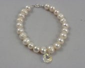 Freshwater Pearls and Swarovski crystal bridal, wedding charm pendant