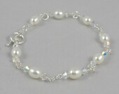 Bridal freshwater pearl and Swarovski bracelet wedding accessory Finesse Bracelet