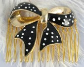 retro vintage polka dot bow hair comb accessory