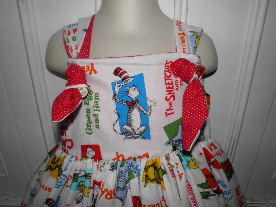 Dr. Seuss Boutique Dress Size 2T 3T 4T 5 6 Lorax Cat in the Hat One Fish Two Fish