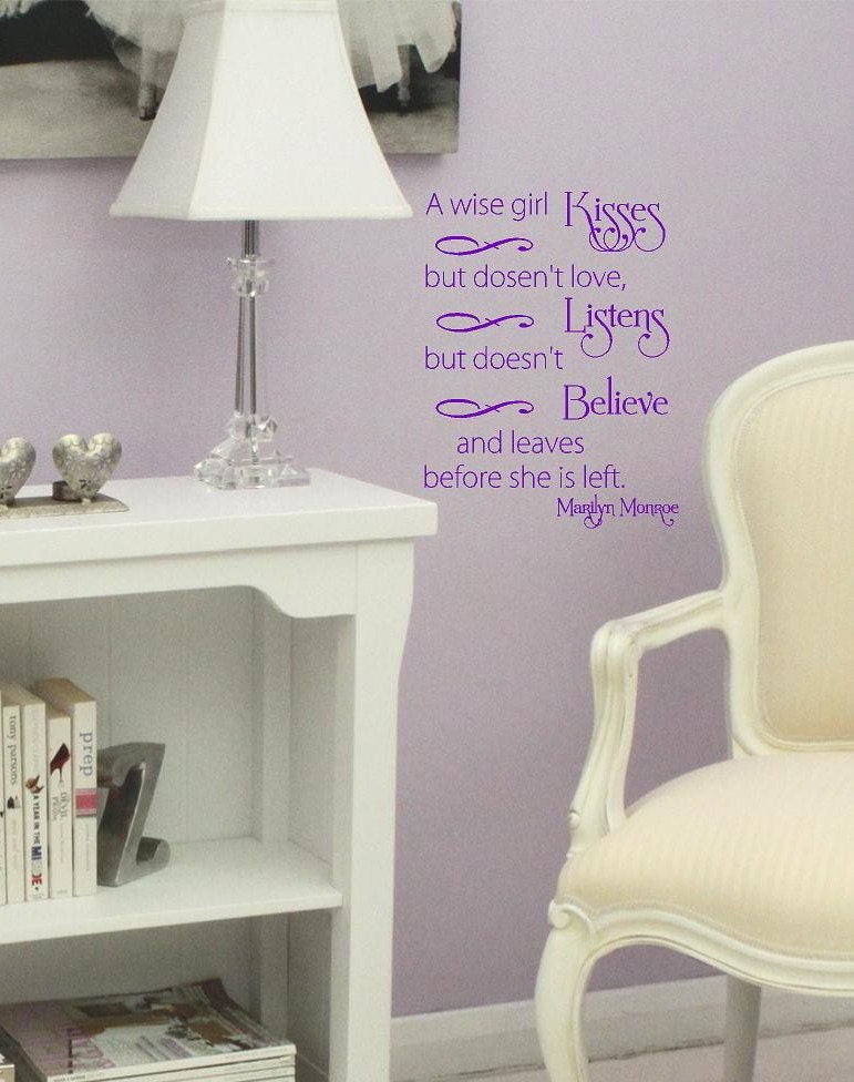Marilyn Monroe- Wise Girl   Vinyl Lettering wall words quotes graphics decals Art Home decor itswritteninvinyl