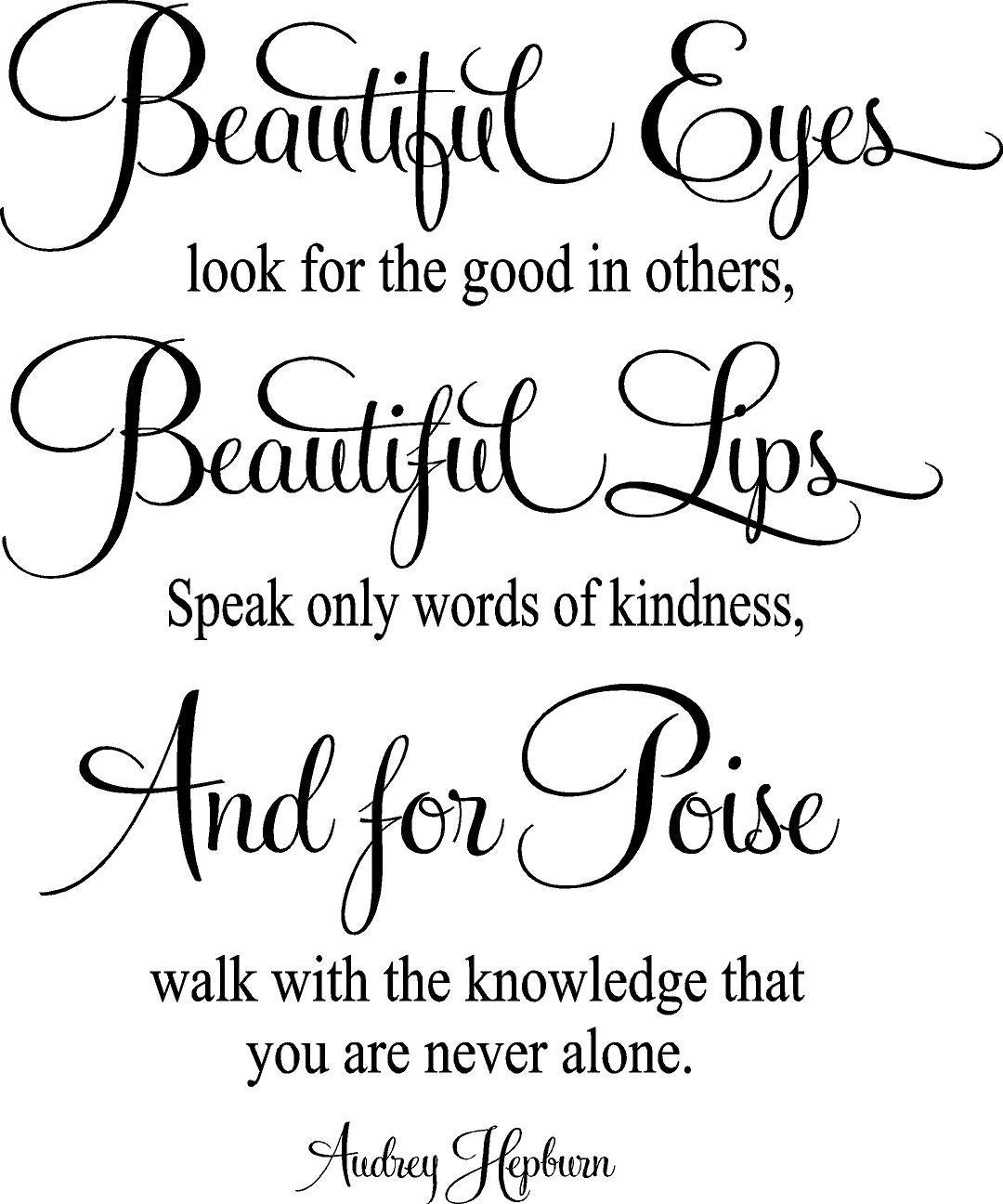 Audrey Hepburn- For Beautiful Eyes- Vinyl Lettering wall art words quotes graphics decals Art Home decor itswritteninvinyl