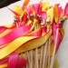 50 Wedding Wands Wood Christmas Winter Handmade Sticks Bells Streamers Bubbles Pink Yellow Birthday Party Photo Prop Bride Groom