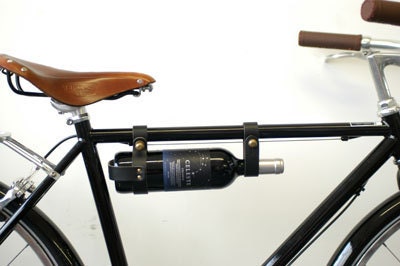 Bicycle Wine Rack, Leather  - 1" frame - Black