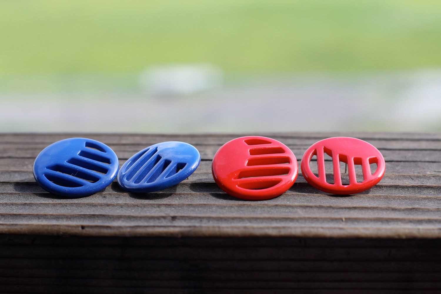 Vintage Red and Blue Earrings- Set of 2