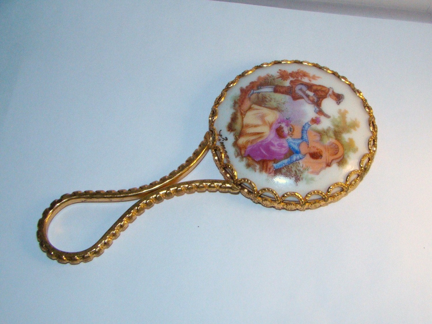 Vintage Limoges Porcelain Hand Mirror with by GiRLStreetVintage