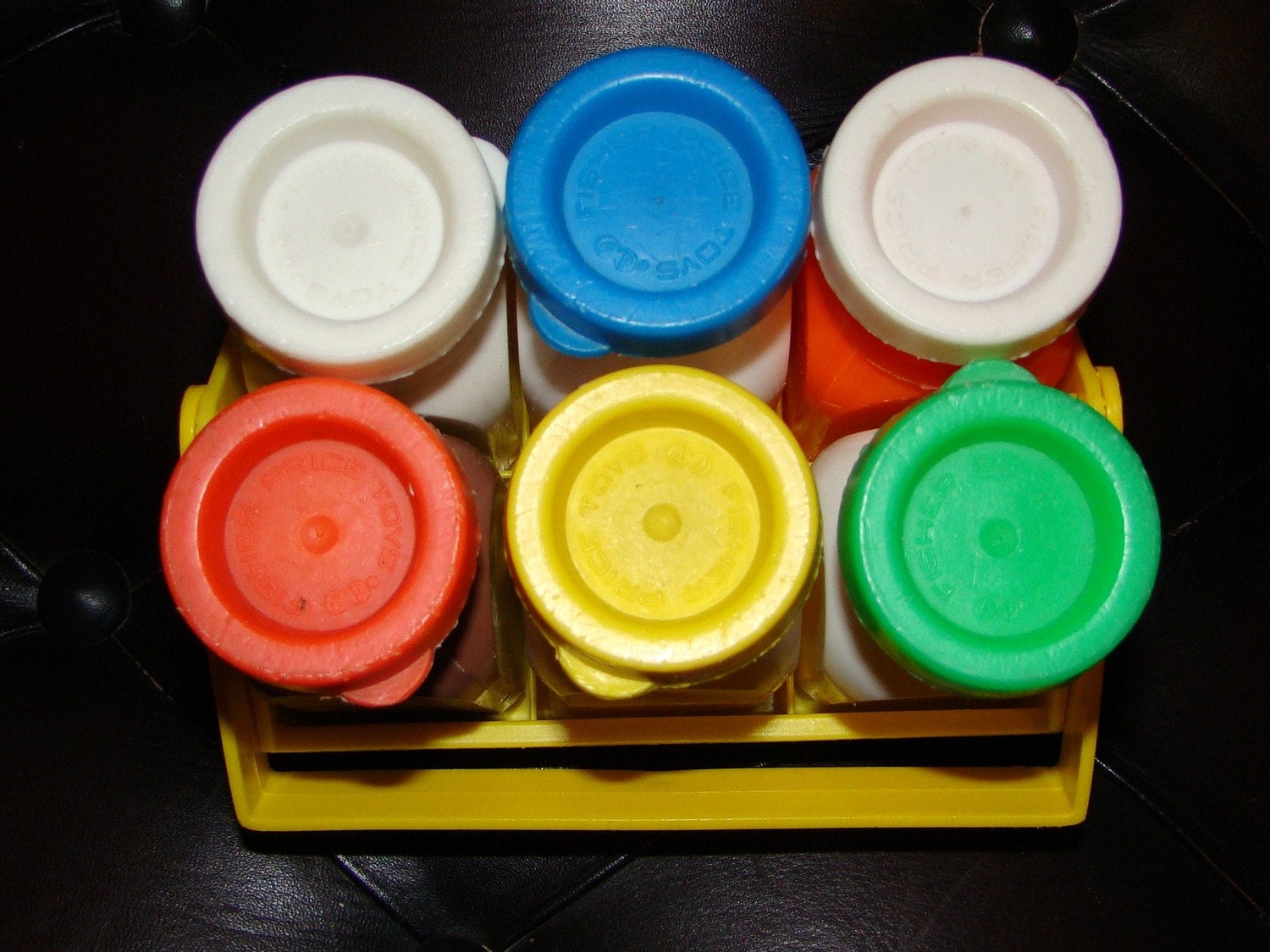 Vintage 1960s FISHER PRICE Milk Jug and Case Toy with Plastic Bottles and Lids Carrier Crate
