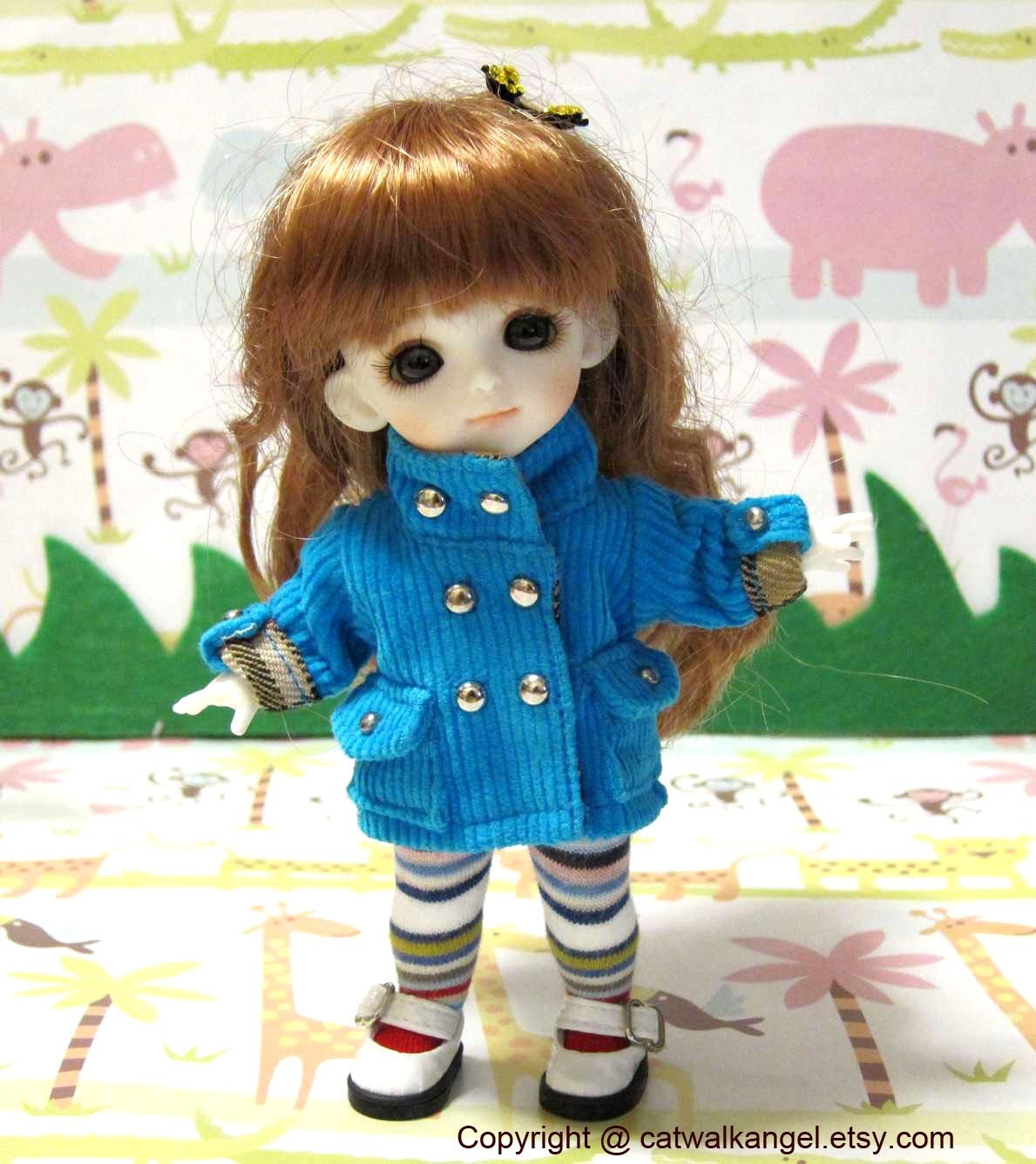 Lati / PUKIFEE Coat --- Blue Corduroy Coat for Lati Yellow doll / PUKIFEE
