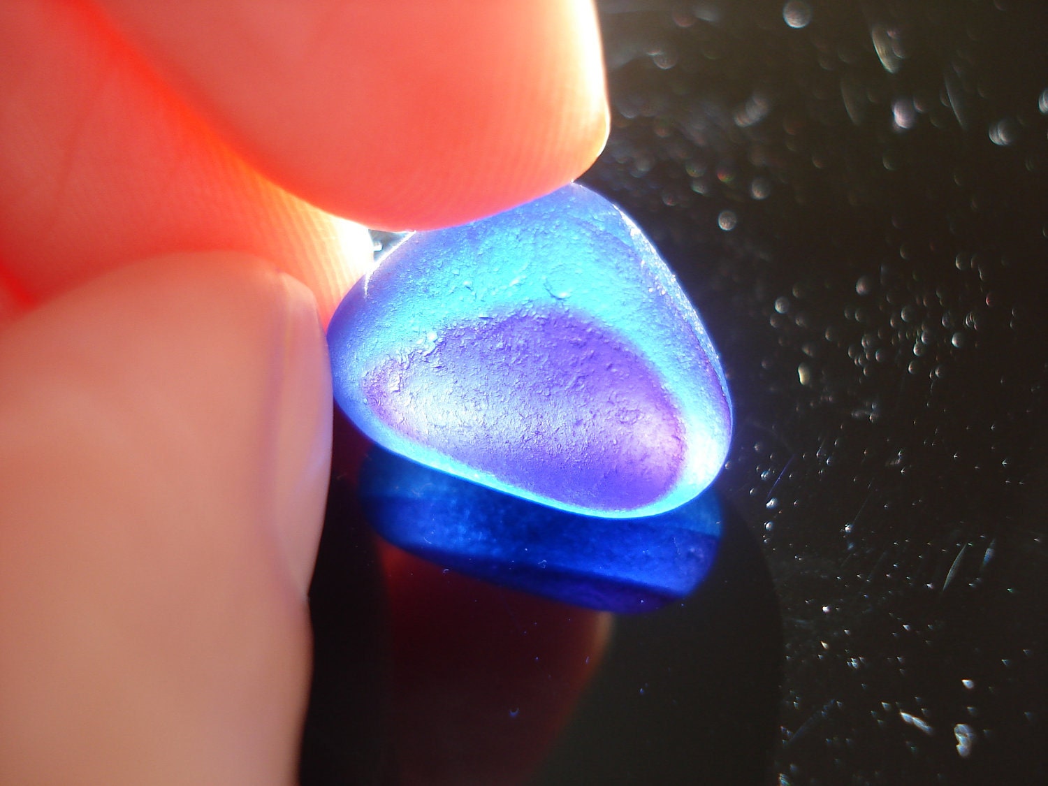 Sea Glass Multi in a very unusual blue and violet colours - Perfect -  from Seaham beach E0644