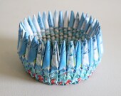 FREE SHIPPING: Origami paper bowl made of recycled tea bag covers, in sea colors