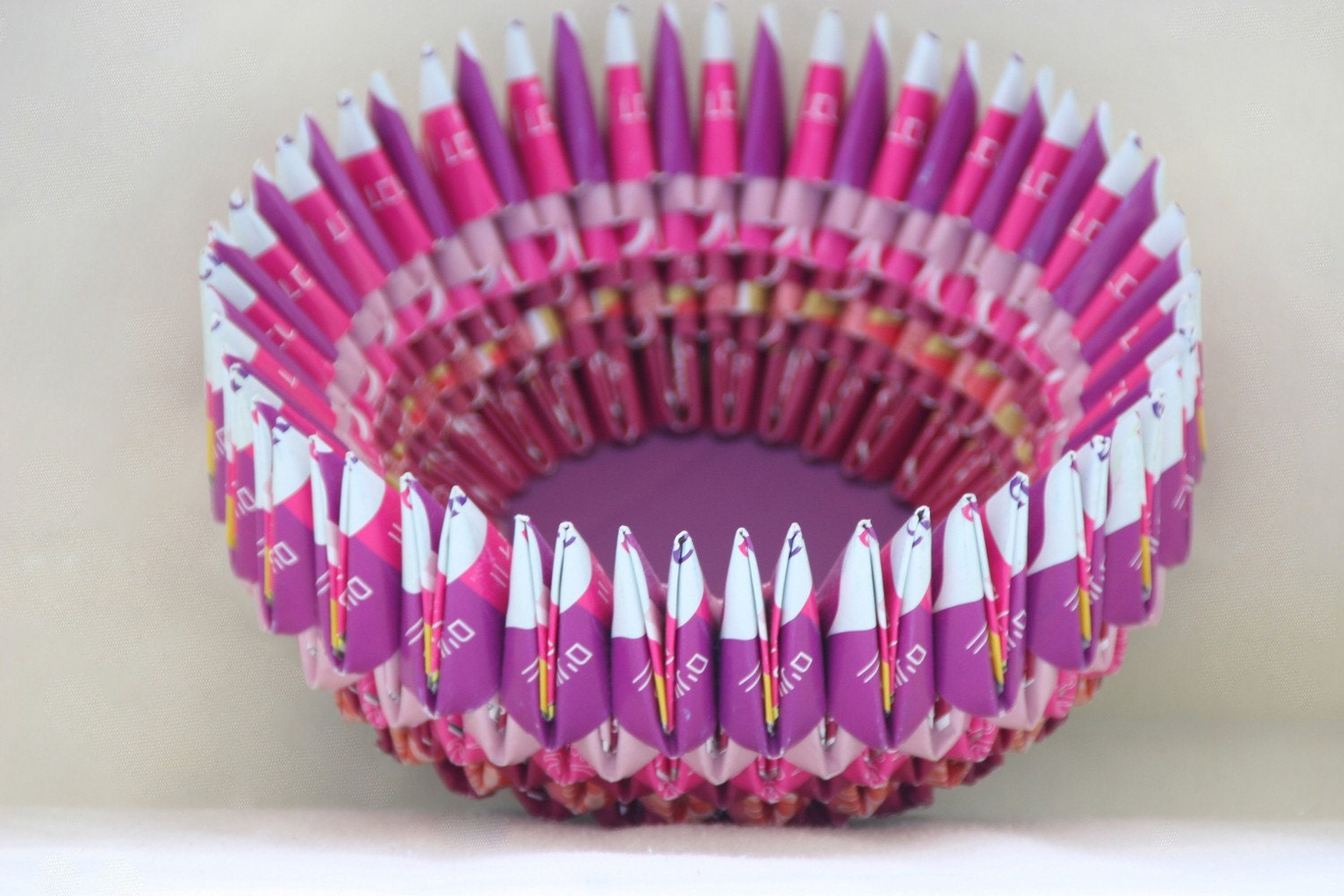 Purple folded-paper bowl