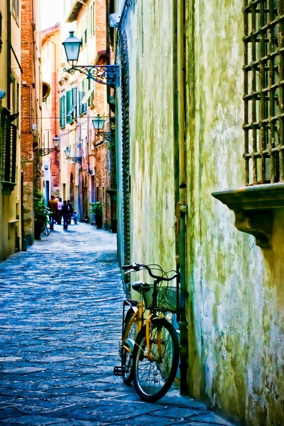 Narciso's World, CANVAS wrap- Tuscany poster size canvas - Fine art travel photography - bike art - unisex gift