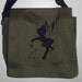 Tinkerbell Silhoutte machine embroidered applique olive green messenger school bag