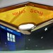 Dr Who's TARDIS: Upcycled hand painted vintage leather Etra clutch purse