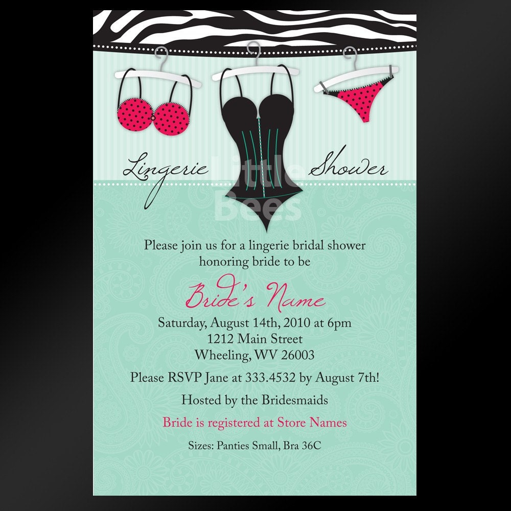 Sexy Lingerie Printable Wedding Bridal Shower Invitations - Any Color