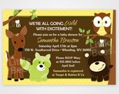 20, 4x6 -- Woodland Forest Friends Baby Shower or Birthday Invitations -- Custom