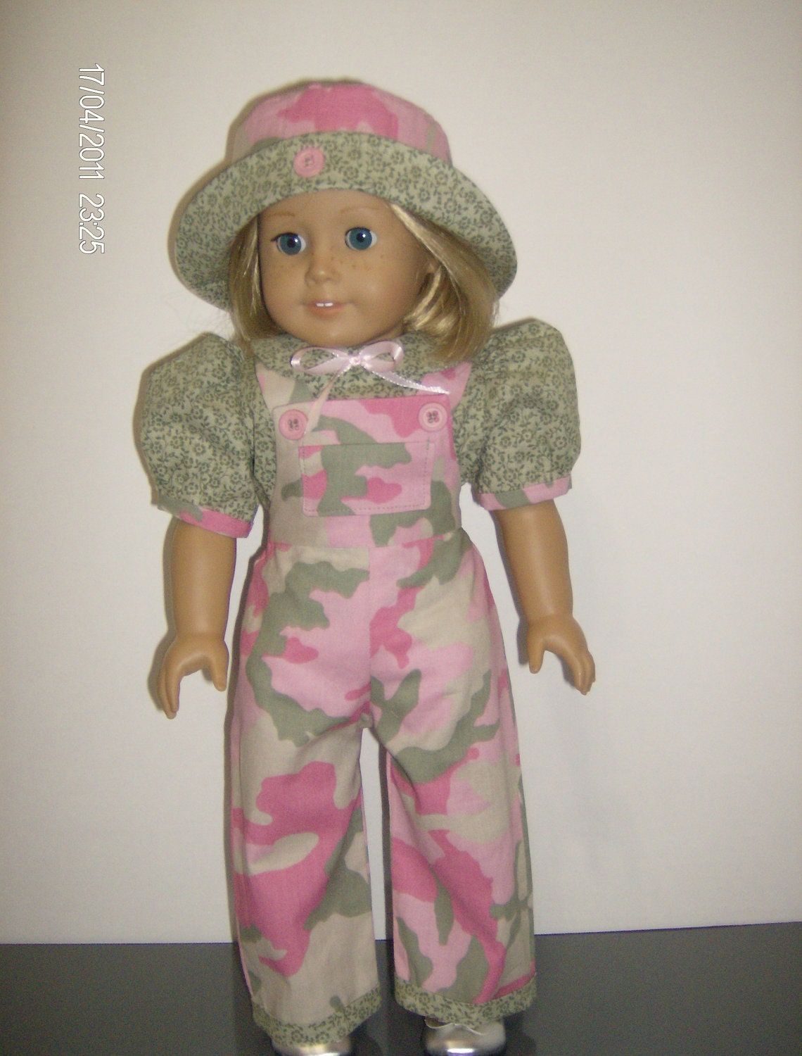 3 pc. Pink and Green Camo Overall Set