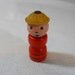 Vintage Fisher Price Little People Wood Red Girl with Yellow Hat